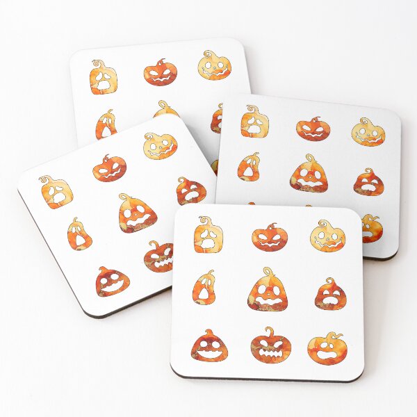 Item preview, Watercolor Halloween Pumpkin Faces designed and sold by katifinell.
