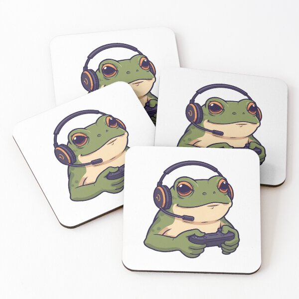 Item preview, Cute Frog Gamer With Headset Playing Video Games designed and sold by Katzpy.