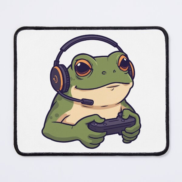 Item preview, Cute Frog Gamer With Headset Playing Video Games designed and sold by Katzpy.