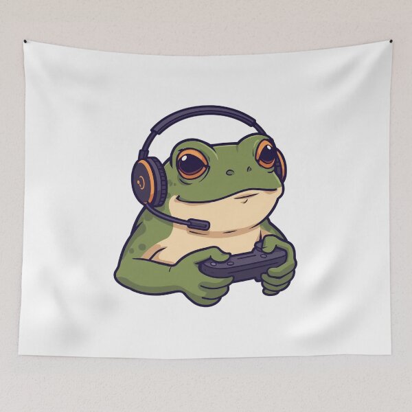 Item preview, Cute Frog Gamer With Headset Playing Video Games designed and sold by Katzpy.