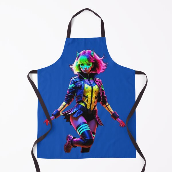 Item preview, Cyberpunk Neon Demon Girl – Rainbow Hair, Glow Makeup, Dynamic Pose in Dark Void designed and sold by RadaQueen.