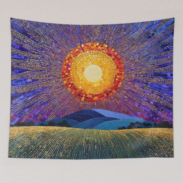 Item preview, Abstract Modern Art Original Oil Painting Sunrise over Hills designed and sold by KALEIDOSCOPE UK.