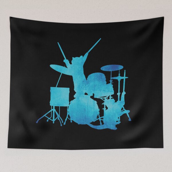 Item preview, Cats Playing Drums Grungy Blue designed and sold by Primroaddesigns.
