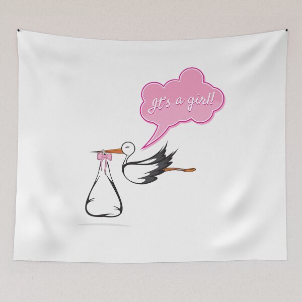 Item preview, Cute It's a Girl Stork Baby Announcement – Baby Shower Gift for Newborn Girl & New Parents designed and sold by ArcticFoxStudio.