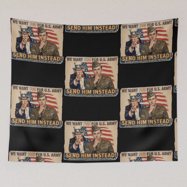 Item preview, We Want You For U.S Army Send Him Instead Uncle Sam Barron USA Flag designed and sold by RDGNR.