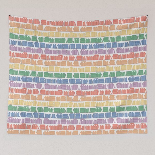 Item preview, Subtle Pride Flag Rainbow Bookshelves Pattern White Background designed and sold by winterpumpkin.