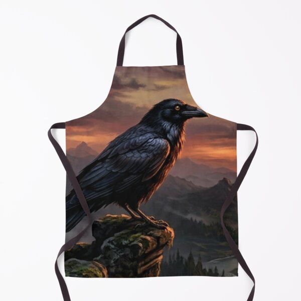 Item preview, Mystic Raven on Mountain Cliff – Dark Nature Bird Illustration designed and sold by Dogandesighn.