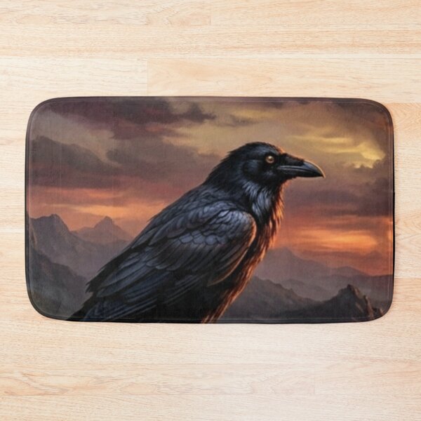 Item preview, Mystic Raven on Mountain Cliff – Dark Nature Bird Illustration designed and sold by Dogandesighn.