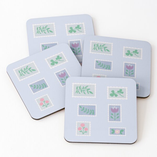 Item preview, Cute Blue Flowers and Leaves Floral Postage Stamp Pack designed and sold by winterpumpkin.