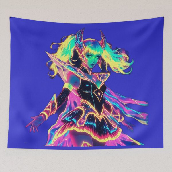 Item preview, Cyberpunk Neon Demon Queen – Rainbow Horns & Toxic Glow Armor designed and sold by RadaQueen.