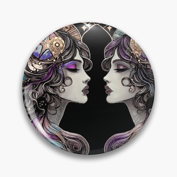 Item preview, Gemini Goddess — Dark Zodiac Art Nouveau | Twin Moon Celestial Portrait designed and sold by  Ojo de Lilith.