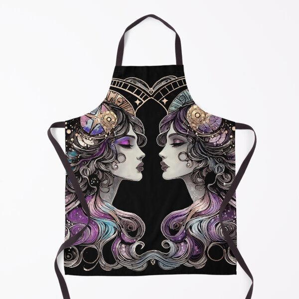 Item preview, Gemini Goddess — Dark Zodiac Art Nouveau | Twin Moon Celestial Portrait designed and sold by Ojo de Lilith.