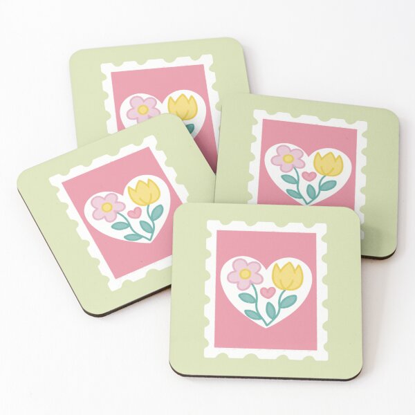 Item preview, Cute Pink Daisy and Yellow Tulip Heart Floral Postage Stamp designed and sold by winterpumpkin.