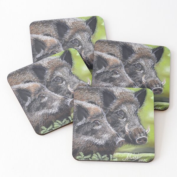 Item preview, Wild boars designed and sold by Mark Laszlo pastel art.
