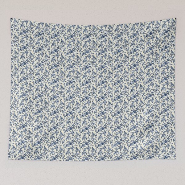 Item preview, Vintage Blue Floral Toile de Jouy Pattern designed and sold by LouieVanille.