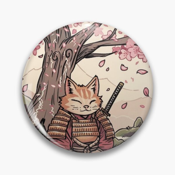 Item preview, Samurai Cat Under Cherry Blossoms - Sakura Japanese Ukiyo-e Neko Art designed and sold by De Aqui y de Alla Studio.