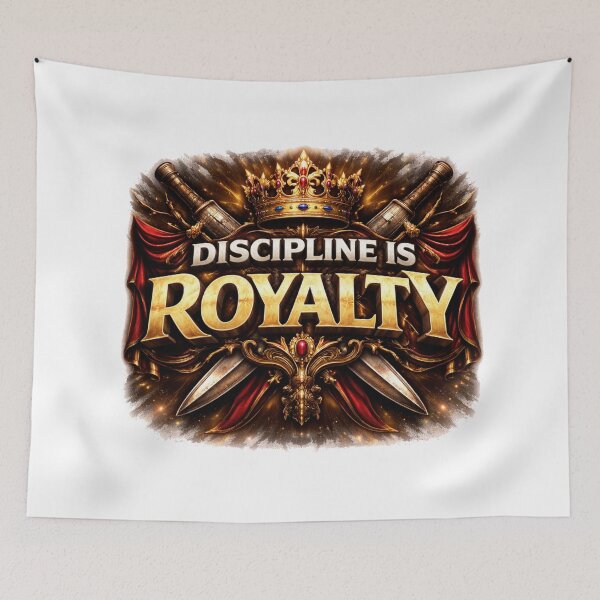 Item preview, Discipline Is Royalty – Motivational Royal Crown Warrior Typography Design designed and sold by RelateAndTee.