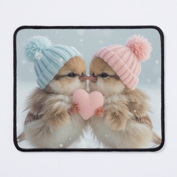 Item preview, A Winter’s Embrace – Adorable Pair of Birds with Heart designed and sold by Dreamy Armine Art.
