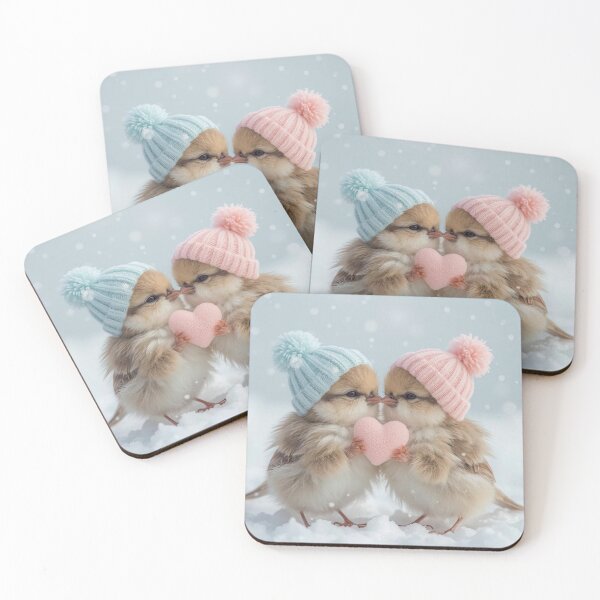 Item preview, A Winter’s Embrace – Adorable Pair of Birds with Heart designed and sold by Dreamy Armine Art.