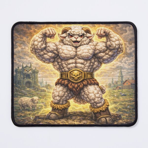 Item preview, Muscle-Bound Lamb, Flocked Champion of Pure Power | Sheep-Man Sheepism Parody designed and sold by Thpoar.