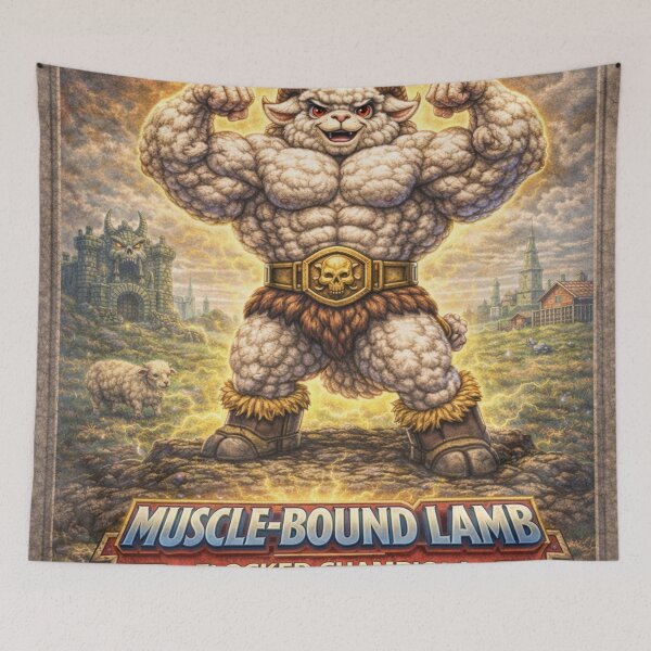 Item preview, Muscle-Bound Lamb, Flocked Champion of Pure Power | Sheep-Man Sheepism Parody designed and sold by Thpoar.