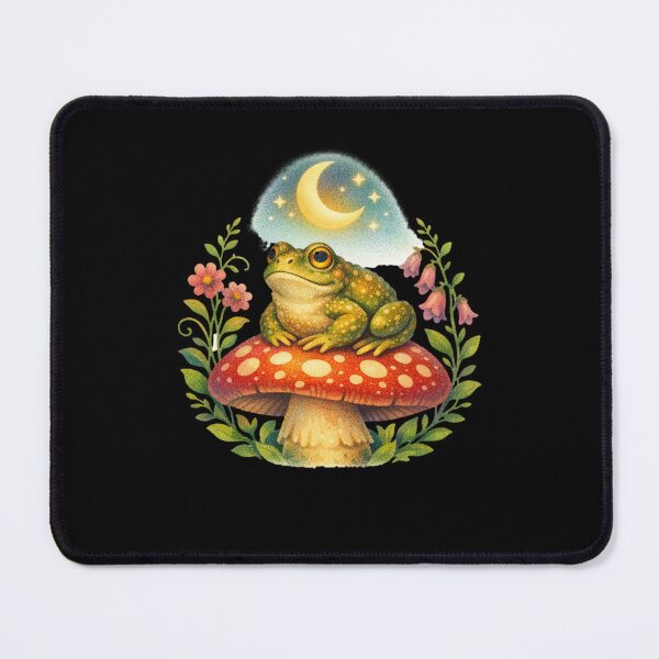 Item preview, Cottagecore Toad on Fly Agaric Mushroom with Moon and Stars designed and sold by aga4kids.