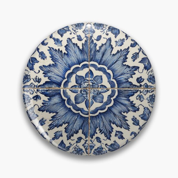 Item preview, Antique Classic Blue Azulejo Tile Floral Lisbon Pattern designed and sold by GrinGalore.
