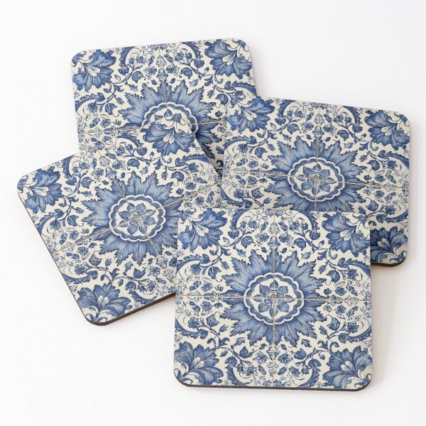 Item preview, Antique Classic Blue Azulejo Tile Floral Lisbon Pattern designed and sold by GrinGalore.