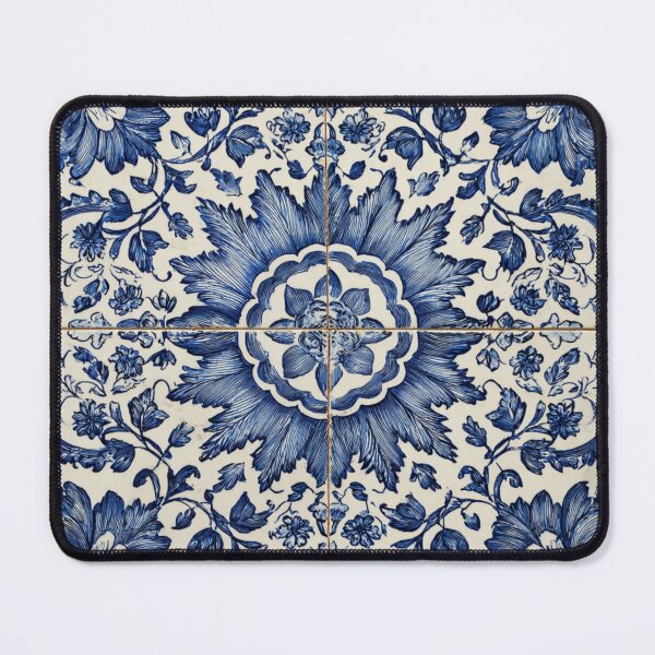 Item preview, Antique Classic Blue Azulejo Tile Floral Lisbon Pattern designed and sold by GrinGalore.