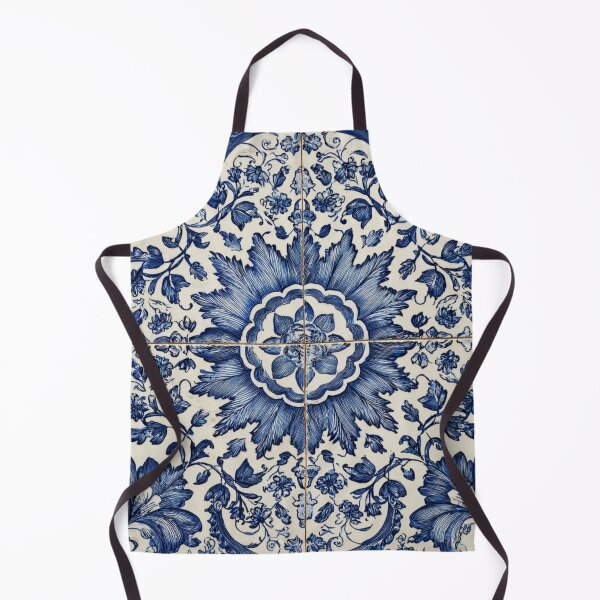 Item preview, Antique Classic Blue Azulejo Tile Floral Lisbon Pattern designed and sold by GrinGalore.
