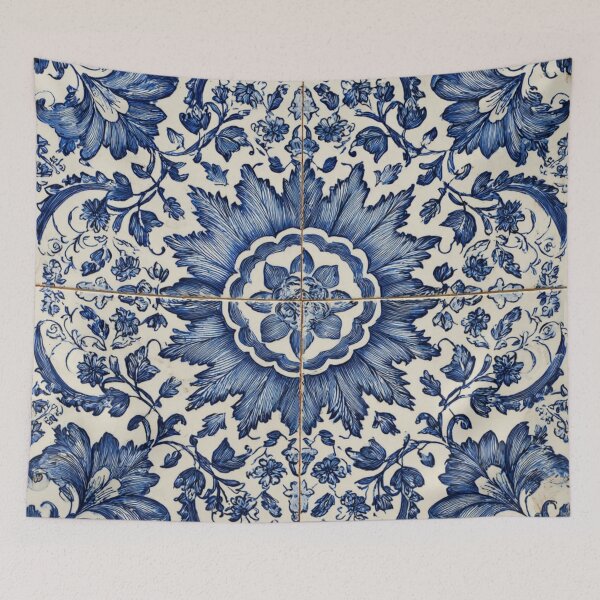 Item preview, Antique Classic Blue Azulejo Tile Floral Lisbon Pattern designed and sold by GrinGalore.