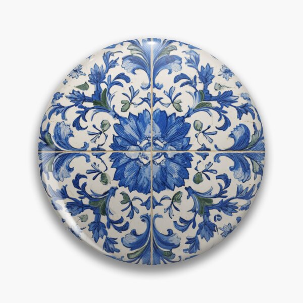 Item preview, Lisbon Antique Classic Blue Azulejo Tile Floral Pattern designed and sold by GrinGalore.