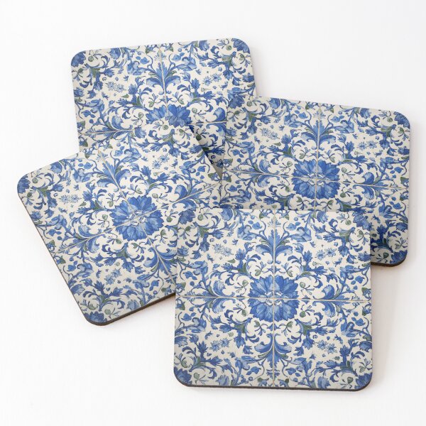 Item preview, Lisbon Antique Classic Blue Azulejo Tile Floral Pattern designed and sold by GrinGalore.
