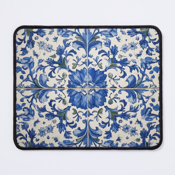 Item preview, Lisbon Antique Classic Blue Azulejo Tile Floral Pattern designed and sold by GrinGalore.