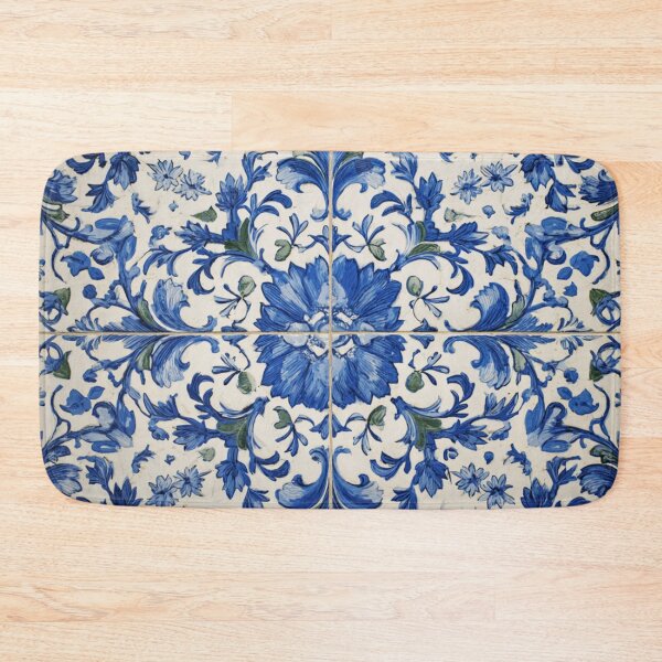 Item preview, Lisbon Antique Classic Blue Azulejo Tile Floral Pattern designed and sold by GrinGalore.