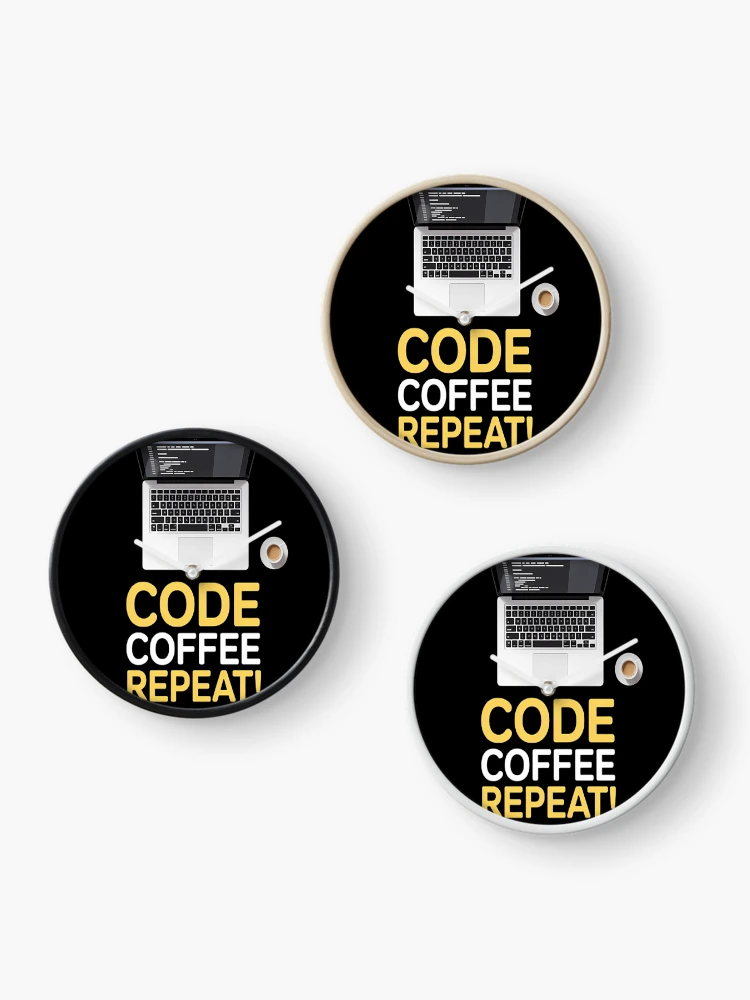 Thumbnail 3 of 4, Clock, Programmers Daily Grind Code Coffee Repeat designed and sold by SignaturalGen.