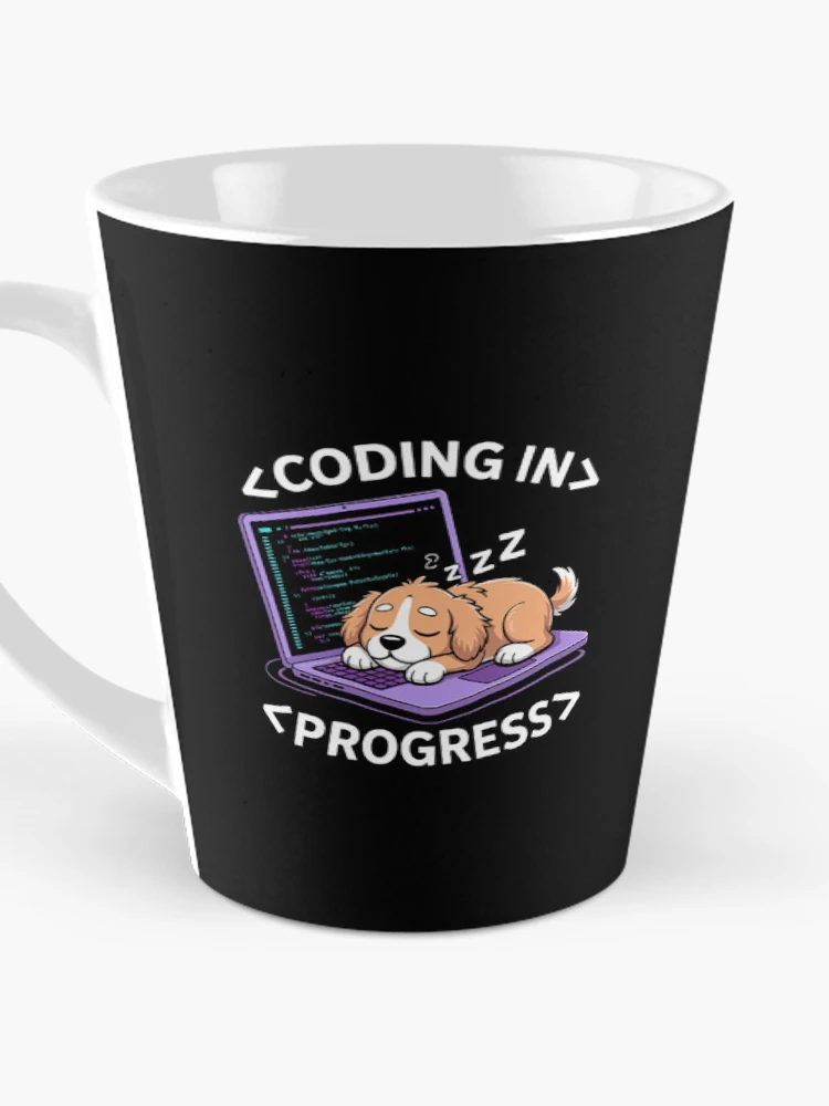 Thumbnail 3 of 4, Coffee Mug, Programming Cute Developer Dog Sleeping Coder Coding designed and sold by SignaturalGen.