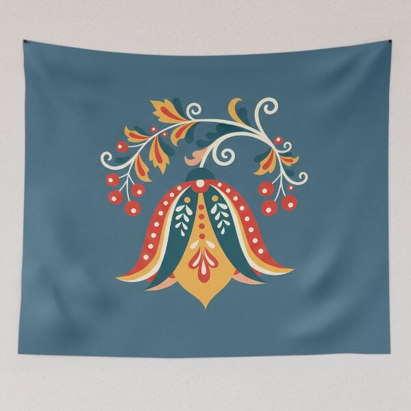 Item preview, Vibrant Bell Flower – Scandinavian Folk Art by heidiannemorris © designed and sold by FOLK ART FUSION by heidiannemorris.