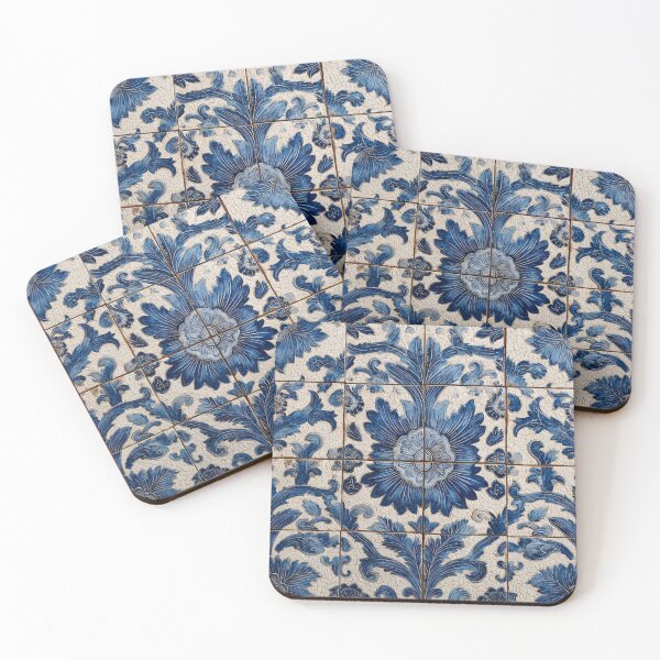 Item preview, Vintage Portuguese Azulejo Blue Floral Tile Pattern designed and sold by GrinGalore.