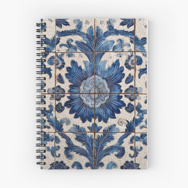 Item preview, Vintage Portuguese Azulejo Blue Floral Tile Pattern designed and sold by GrinGalore.