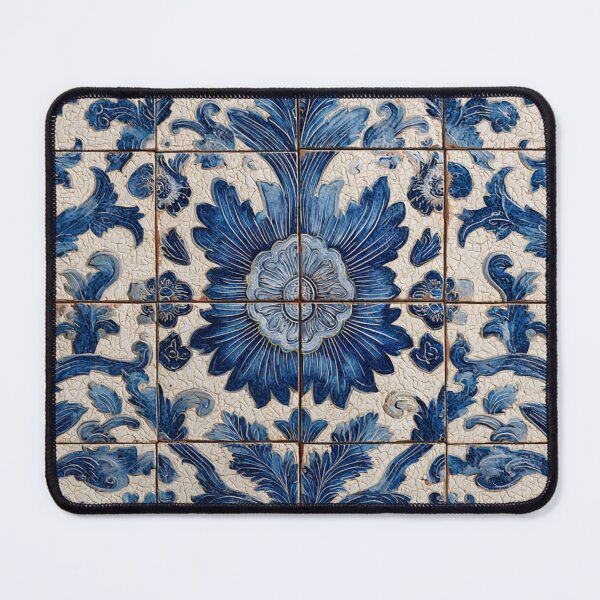 Item preview, Vintage Portuguese Azulejo Blue Floral Tile Pattern designed and sold by GrinGalore.