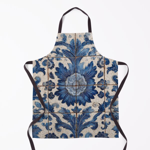 Item preview, Vintage Portuguese Azulejo Blue Floral Tile Pattern designed and sold by GrinGalore.