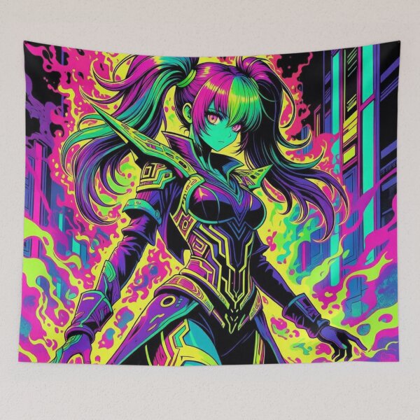 Item preview, Cyber Flame: Neon Anime Warrior designed and sold by RadaQueen.
