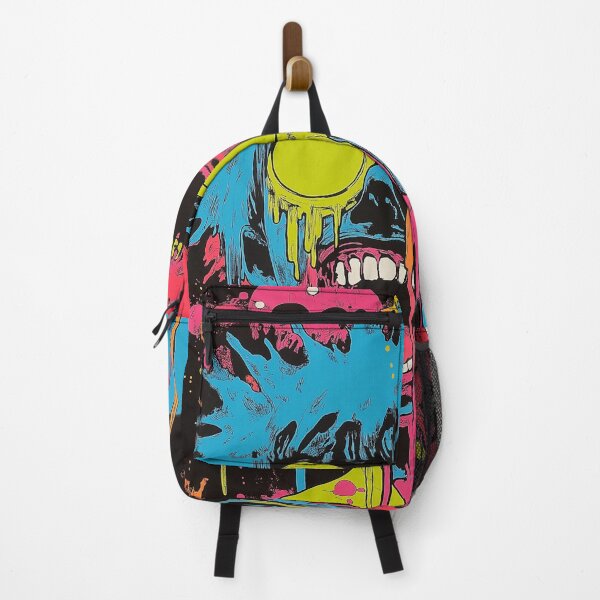 Item preview, Neon Skull Chaos - Pop Art Grunge with Dripping Paint designed and sold by Caspereickeart.
