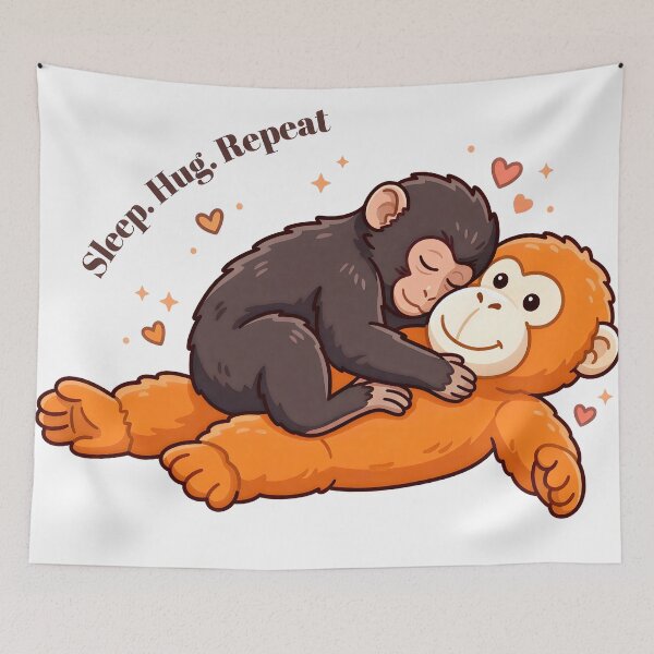 Item preview, Sleep Hug Repeat Cute Punch Monkey designed and sold by AzmyStore.as .