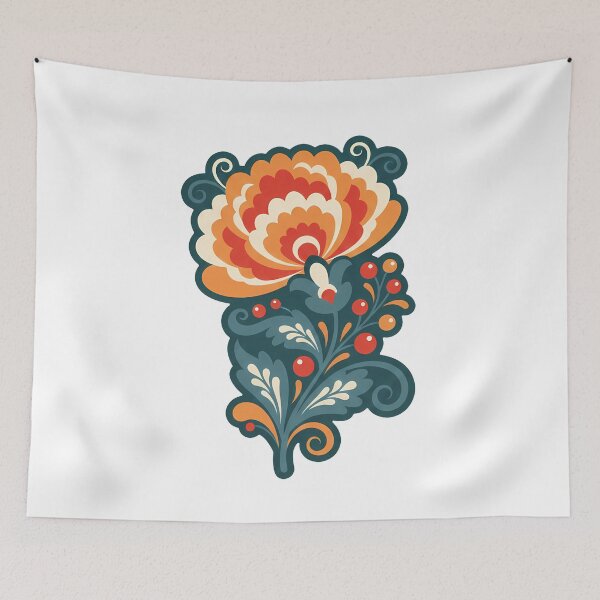 Item preview, Chrysanthemum Flower – Scandinavian Folk Art by heidiannemorris © designed and sold by FOLK ART FUSION by heidiannemorris.