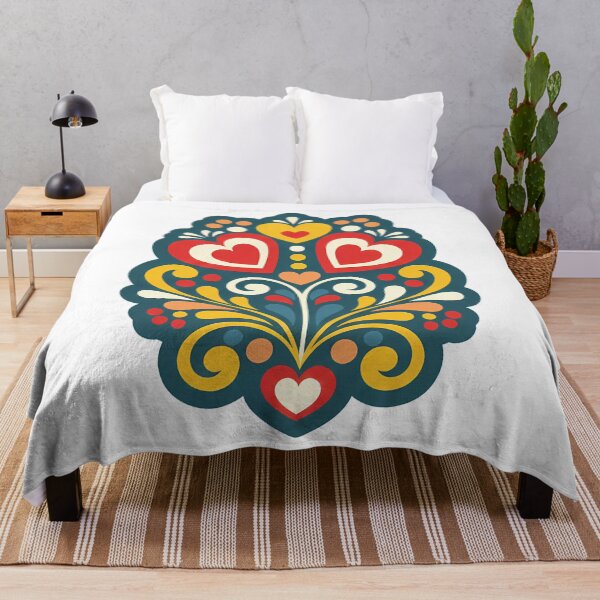 Item preview, Love Hearts Flower – Scandinavian Folk Art by heidiannemorris © designed and sold by FOLK ART FUSION by heidiannemorris.