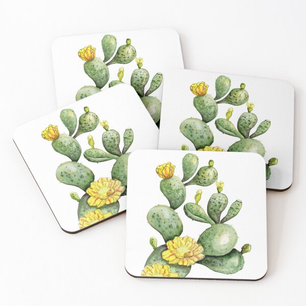 Item preview, Hand-painted naturalistic prickly pear (opuntia) motif created in watercolor. designed and sold by MartaHorodniczy.