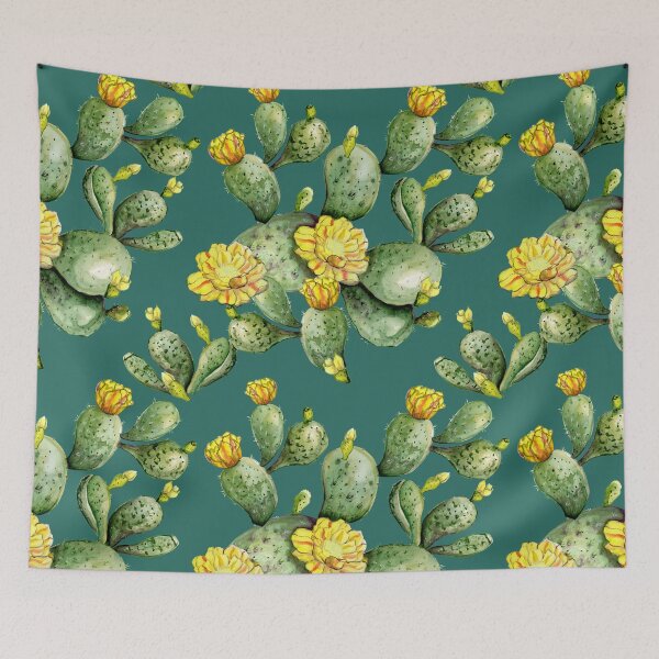 Item preview, Hand-painted naturalistic prickly pear (opuntia) motif created in watercolor. designed and sold by MartaHorodniczy.