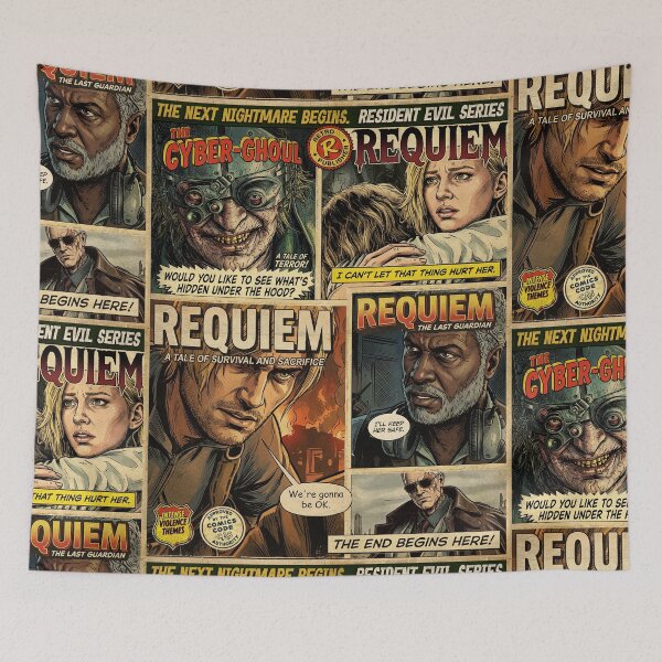 Artikelvorschau, Resident Evil 9 Requiem Vintage-Comic-Poster-Kunst entworfen und verkauft von Back2Collage.